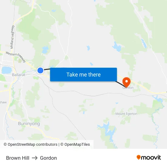 Brown Hill to Gordon map