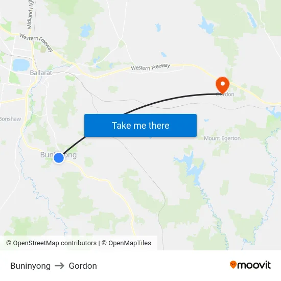 Buninyong to Gordon map