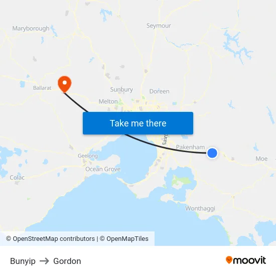 Bunyip to Gordon map