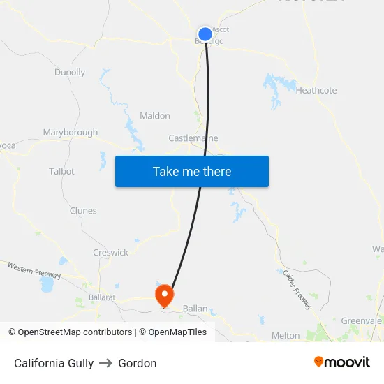 California Gully to Gordon map