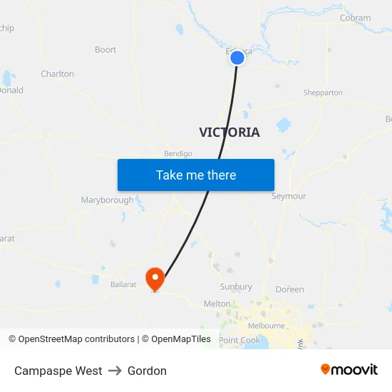 Campaspe West to Gordon map