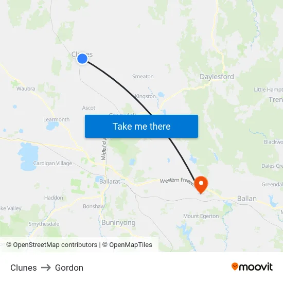 Clunes to Gordon map