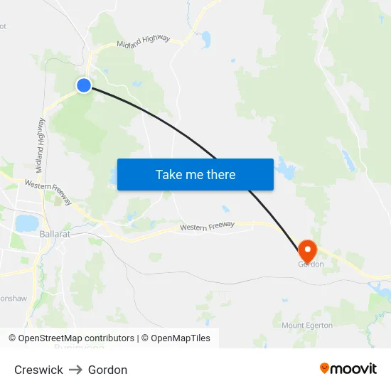 Creswick to Gordon map