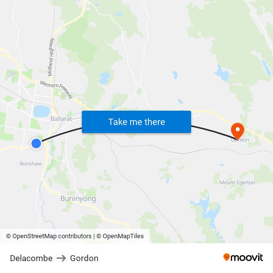 Delacombe to Gordon map