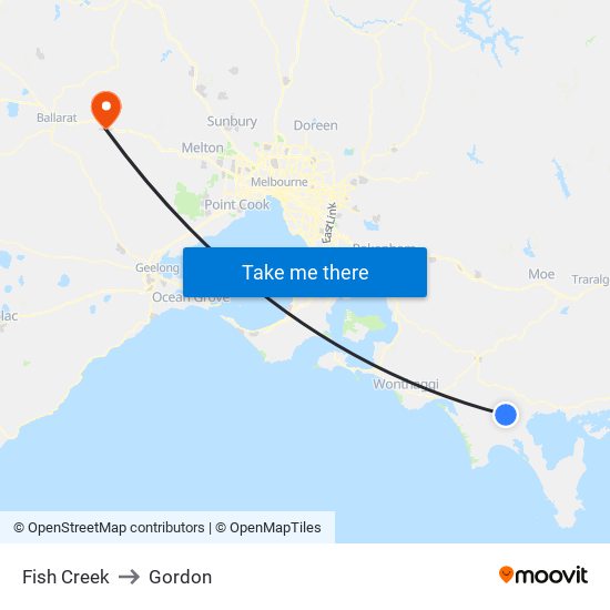 Fish Creek to Gordon map
