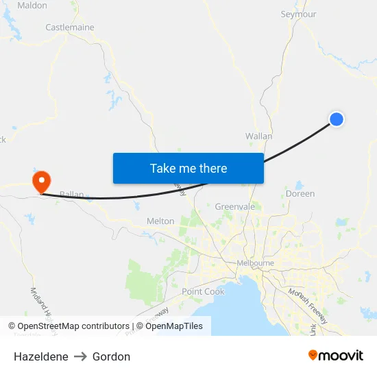 Hazeldene to Gordon map