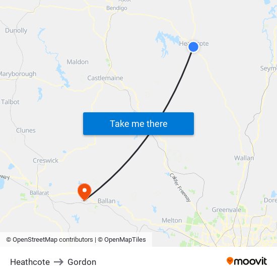 Heathcote to Gordon map