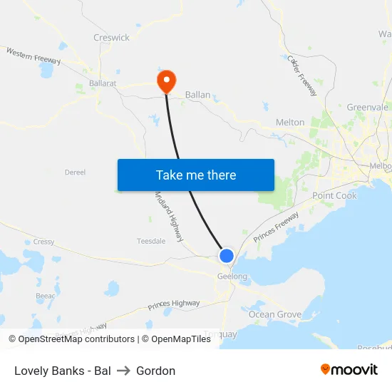 Lovely Banks - Bal to Gordon map