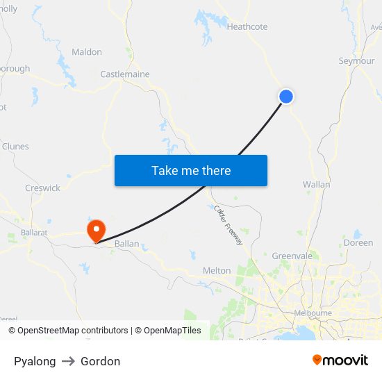 Pyalong to Gordon map