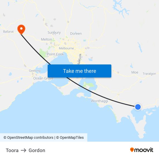 Toora to Gordon map