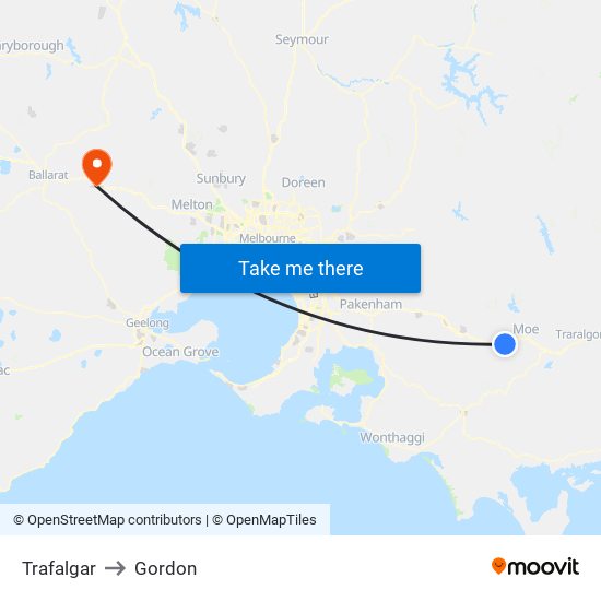 Trafalgar to Gordon map