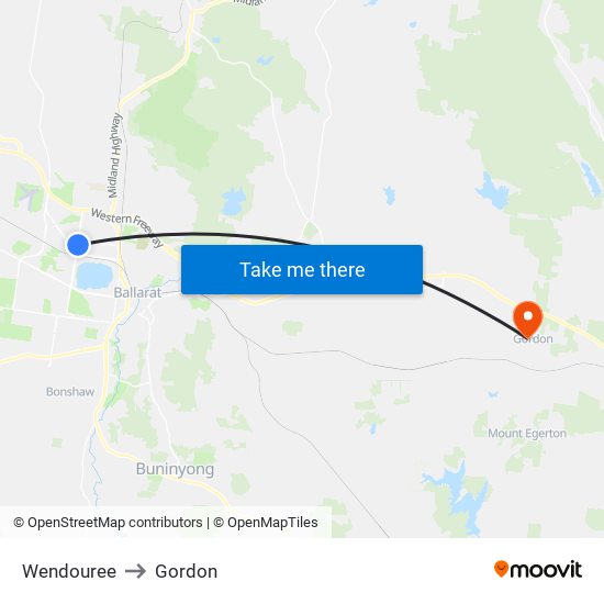 Wendouree to Gordon map