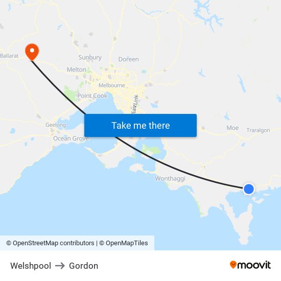 Welshpool to Gordon map