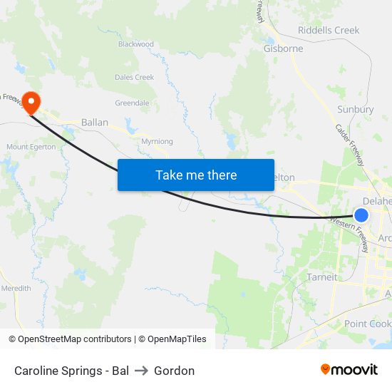 Caroline Springs - Bal to Gordon map