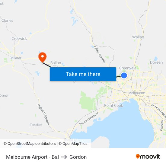 Melbourne Airport - Bal to Gordon map