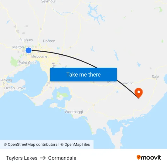 Taylors Lakes to Gormandale map