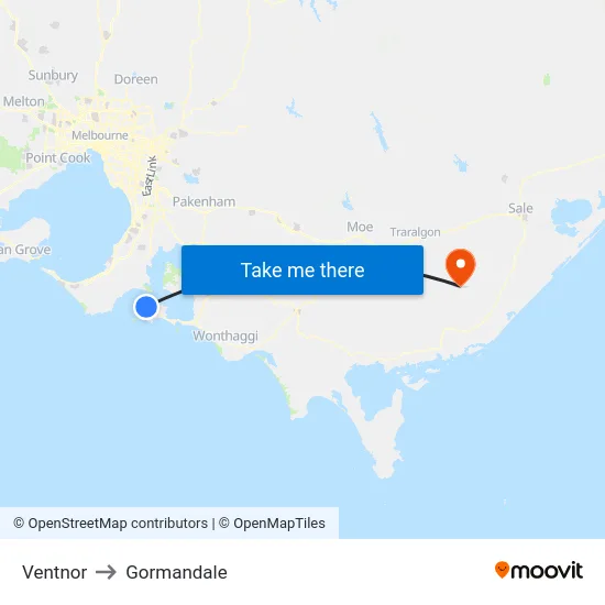 Ventnor to Gormandale map