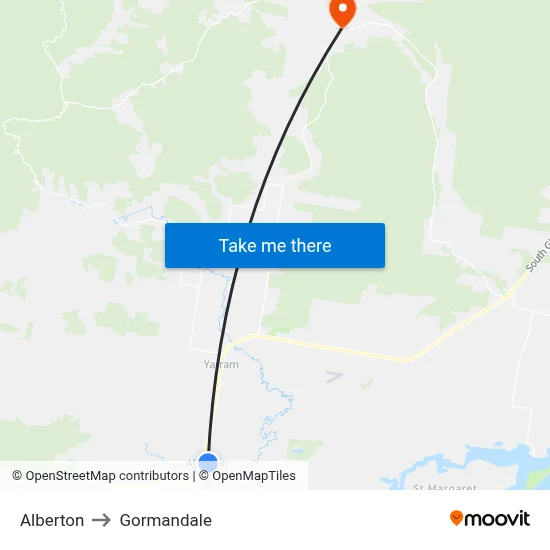 Alberton to Gormandale map