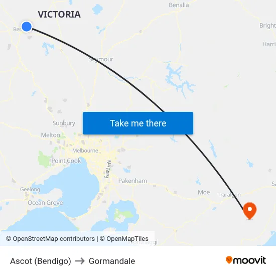Ascot (Bendigo) to Gormandale map