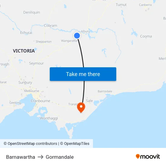 Barnawartha to Gormandale map