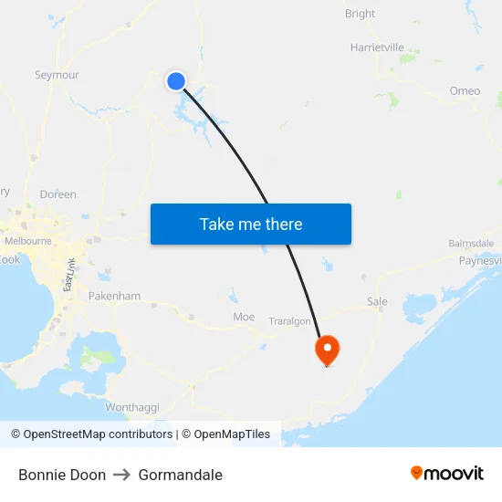 Bonnie Doon to Gormandale map