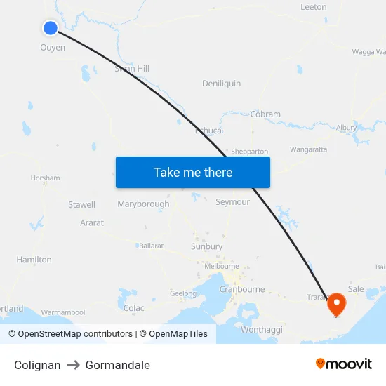 Colignan to Gormandale map