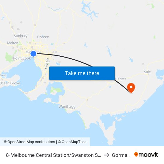 8-Melbourne Central Station/Swanston St (Melbourne City) to Gormandale map