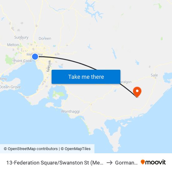 13-Federation Square/Swanston St (Melbourne City) to Gormandale map