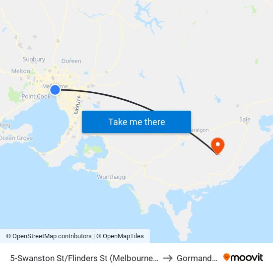 5-Swanston St/Flinders St (Melbourne City) to Gormandale map