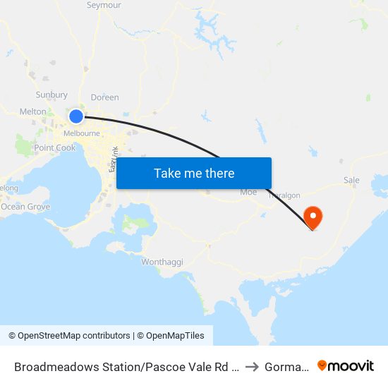 Broadmeadows Station/Pascoe Vale Rd (Broadmeadows) to Gormandale map