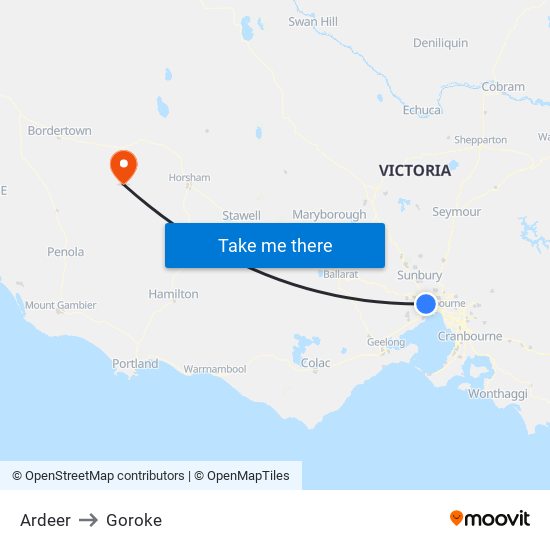 Ardeer to Goroke map