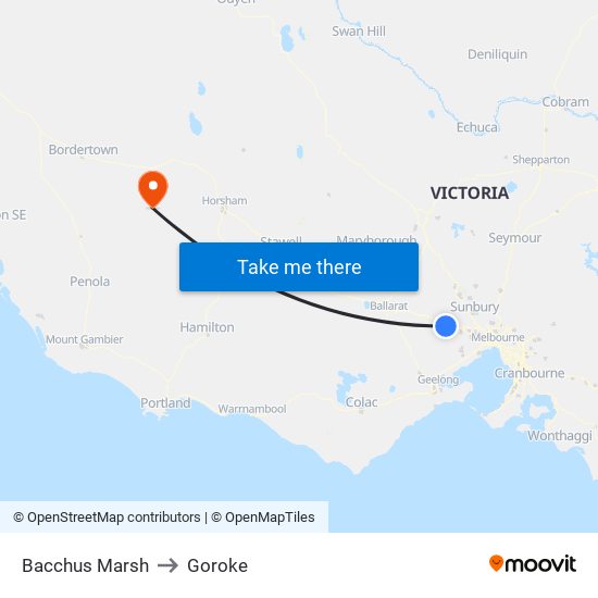 Bacchus Marsh to Goroke map