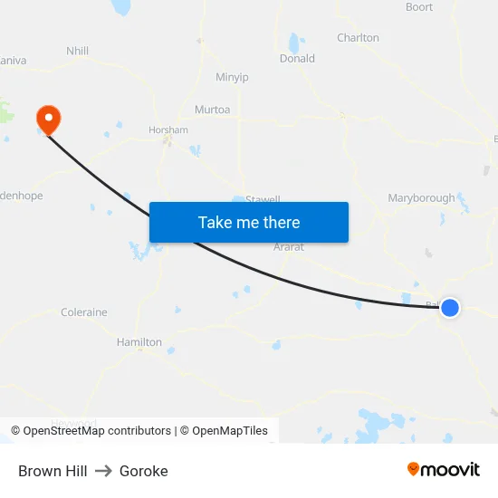 Brown Hill to Goroke map