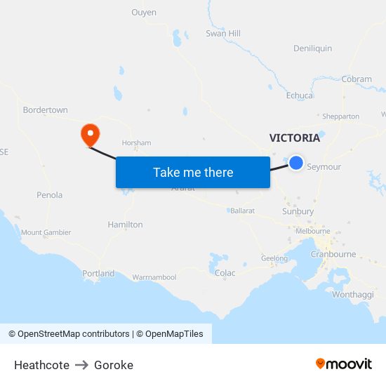 Heathcote to Goroke map