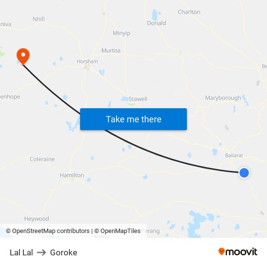Lal Lal to Goroke map