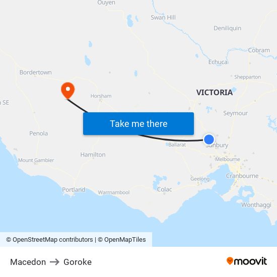 Macedon to Goroke map