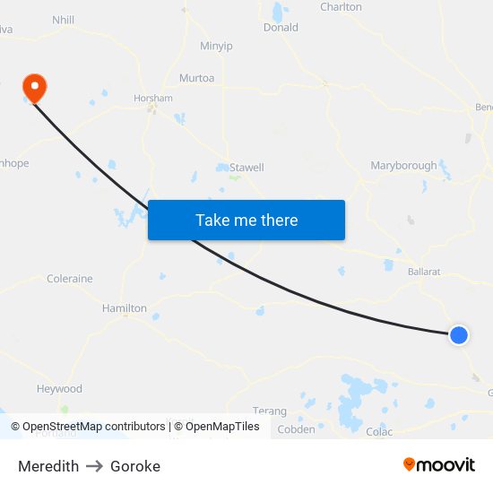 Meredith to Goroke map