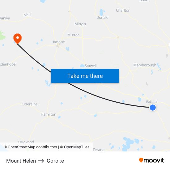 Mount Helen to Goroke map