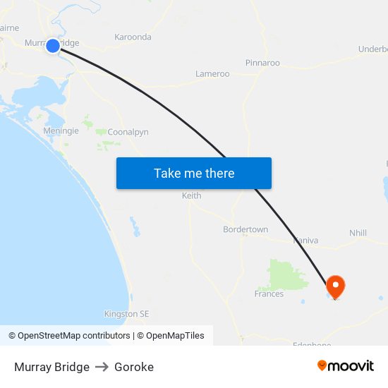 Murray Bridge to Goroke map