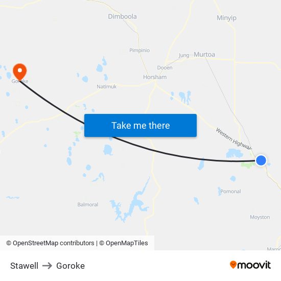 Stawell to Goroke map