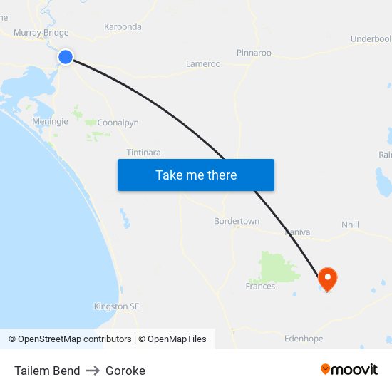 Tailem Bend to Goroke map