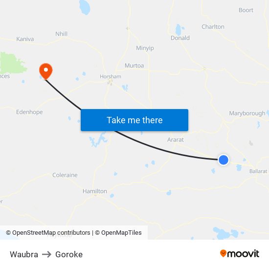 Waubra to Goroke map