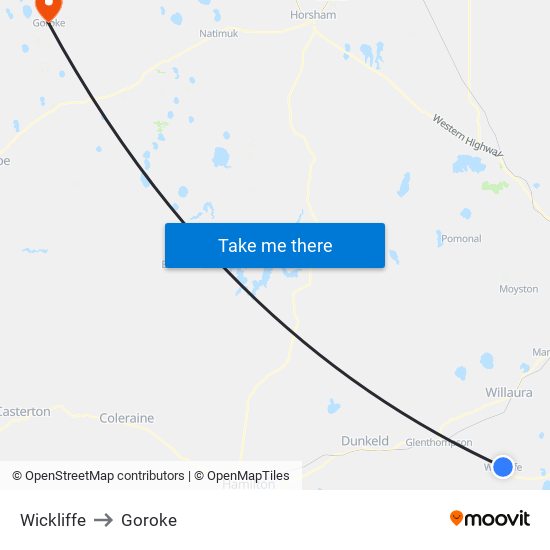 Wickliffe to Goroke map