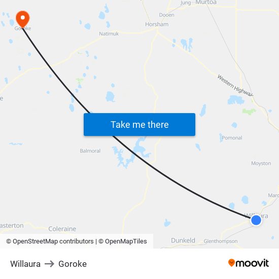 Willaura to Goroke map