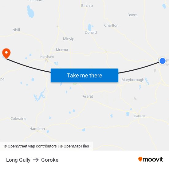 Long Gully to Goroke map