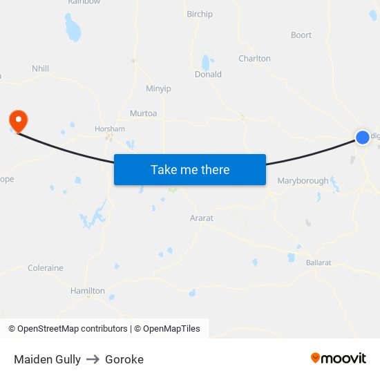 Maiden Gully to Goroke map