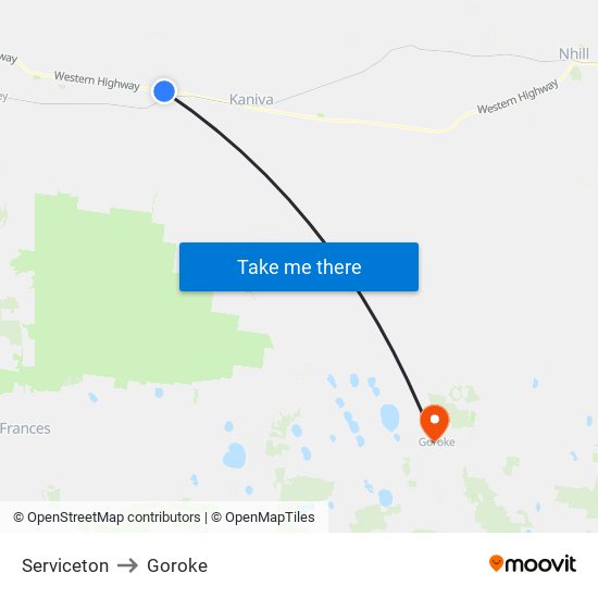 Serviceton to Goroke map