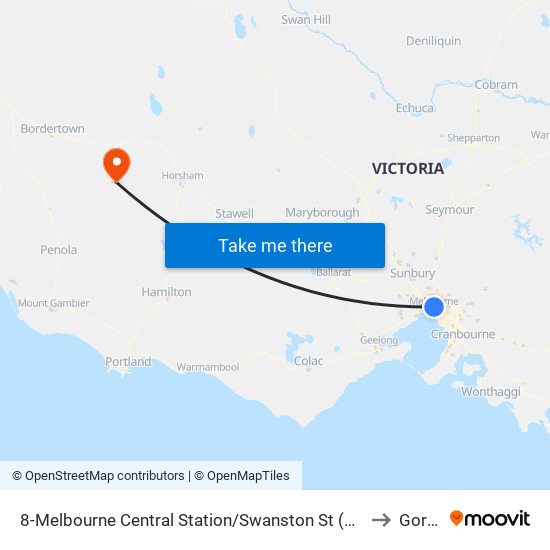 8-Melbourne Central Station/Swanston St (Melbourne City) to Goroke map