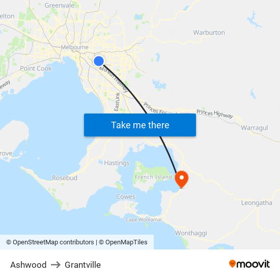 Ashwood to Grantville map