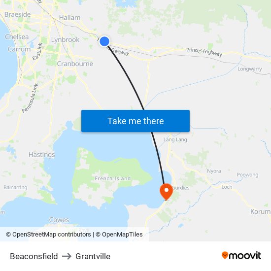 Beaconsfield to Grantville map